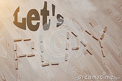 Let us play words in vintage wood Stock Photo