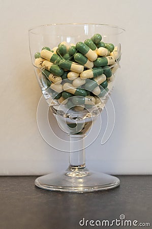 Lethal cocktail of pills Stock Photo