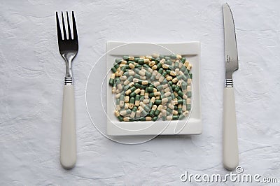 Lethal cocktail of pills Stock Photo