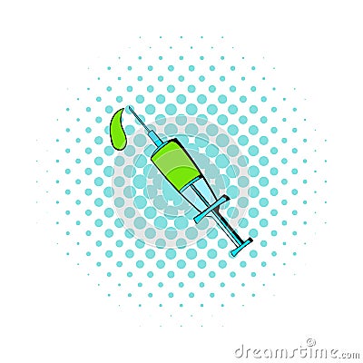 Lethal injection syringe icon, comics style Vector Illustration