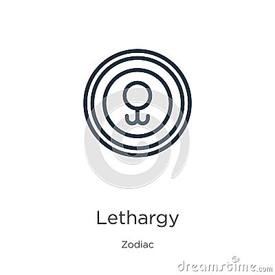 Lethargy icon. Thin linear lethargy outline icon isolated on white background from zodiac collection. Line vector sign, symbol for Vector Illustration