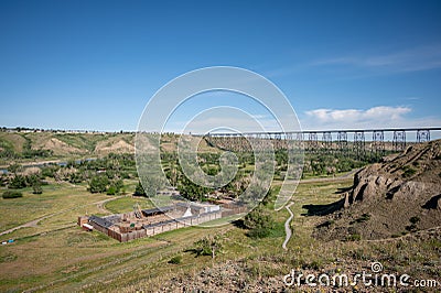 Lethbridge's Fort Whoop-up in summer. Stock Photo
