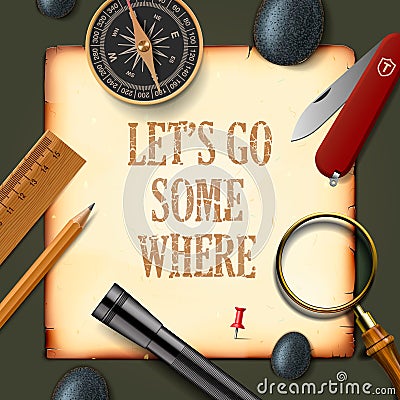 Lets some where, adventure motivation concept Vector Illustration