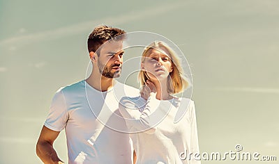 Lets talk. interpersonal relationship. understanding and support. they have relationship problems. couple in love Stock Photo