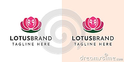 Letter AQ and QA Lotus Logo Set, suitable for any business related to lotus flowers with AQ or QA initials Vector Illustration