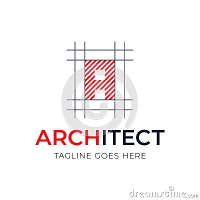 Letter Architecture Style vector Logo Design. Design plan with letter logotype Vector Illustration