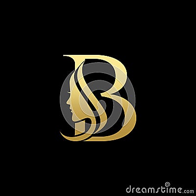 Letter B Beauty Women Face Logo Design Vector Vector Illustration