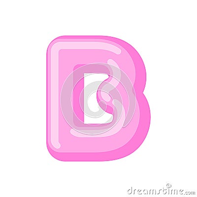 Letter B candy font. Caramel alphabet. lollipop lettering. Sweet Vector Illustration