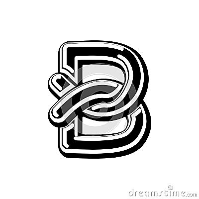 Letter B Celtic font. norse medieval ornament ABC. Traditional a Vector Illustration