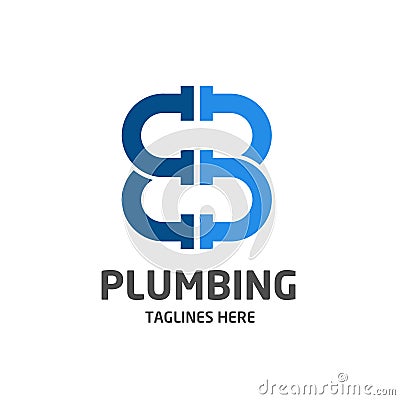 Letter B, EB, plumbing company logo Vector Illustration