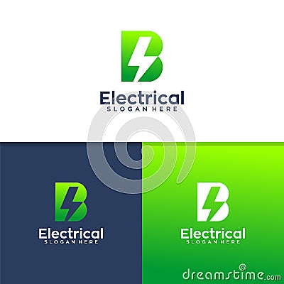 Letter B Electrical Logo Design Vector Illustration