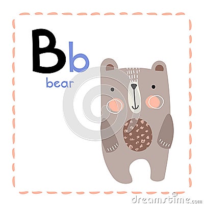 Letter B. Funny Alphabet for young children. Learning English for kids concept with a font in black capital letters in Vector Illustration