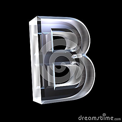 Letter B in glass 3D Stock Photo