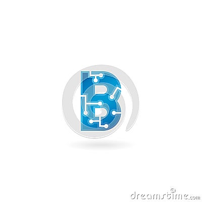 Letter B icon. Technology Smart logo, computer and data related business, hi-tech and innovative, electronic. Vector Illustration