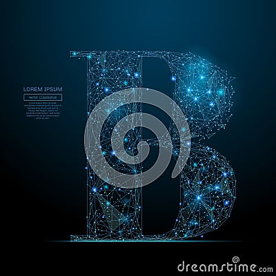 The letter B low poly blue Vector Illustration