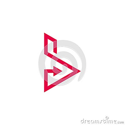 Letter b triangle right arrow simple geometric logo vector Vector Illustration
