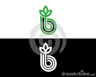 Letter BBB with leaf simple logo icon design Vector Illustration