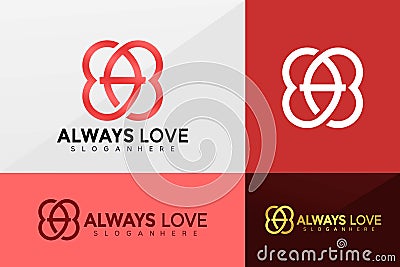 Letter A Beauty Love logo vector, Love Couple Logos design, modern logo, Logo Designs Vector Illustration Template Vector Illustration