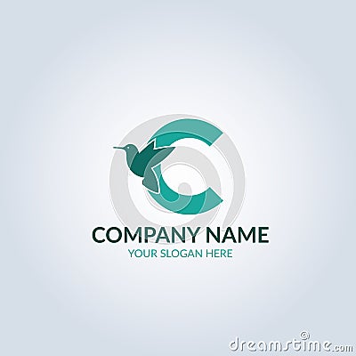 Letter C with bird symbol logo. Template for your design Vector Illustration