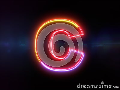 Letter C - colorful glowing outline Stock Photo