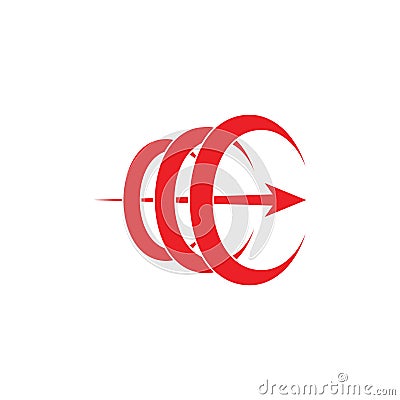 Letter c 3d arrow curves motion logo vector Vector Illustration