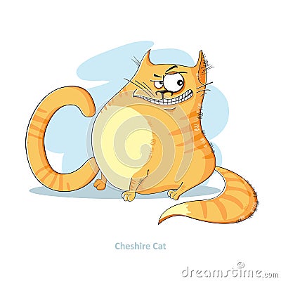 Letter C with funny Cheshire cat Vector Illustration