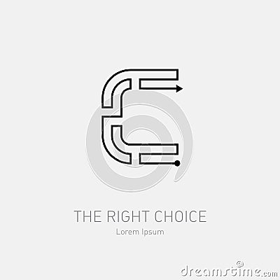 Letter C. Line art rebus, concept logotype icon. Labyrinth vector logo template. Vector Illustration