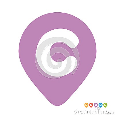 Letter c location map pin symbol, initial c gps pointer icon vector illustration Vector Illustration