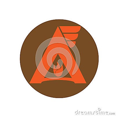 Letter A Camping Logo Vector Illustration