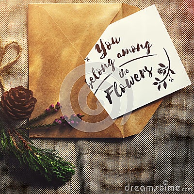 Letter Card Greeting Mobile Romantics Concept Stock Photo