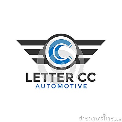 Letter cc automotive wing logo icon design template Vector Illustration