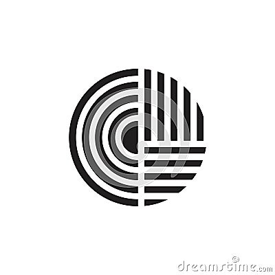 Letter cd stripes geometric circle linear logo vector Vector Illustration