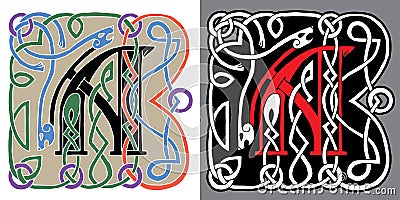 Letter in the Celtic style Vector Illustration