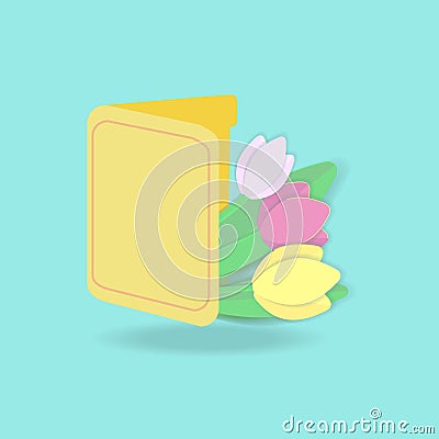 Vector illustration. Tulips with leaves in the envelope Vector Illustration