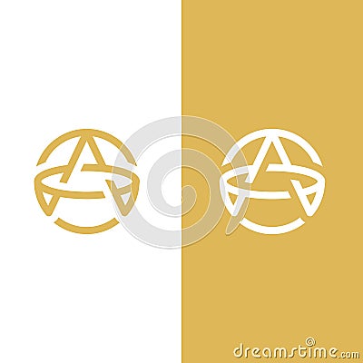 Letter A connect circle vector logo template Vector Illustration