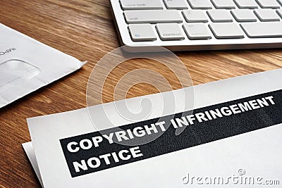 Letter with copyright infringement notice Stock Photo