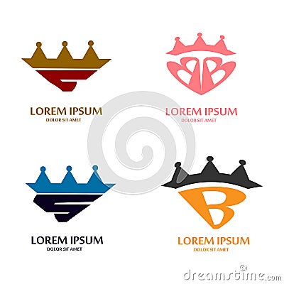 Letter and crown logo design concept Vector Illustration