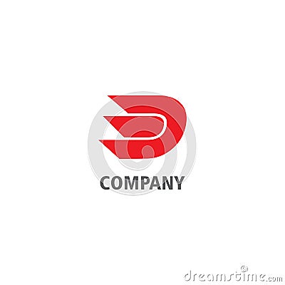 Letter D Alphabetic Company Logo Design Template, Lettermark Logo Concept, Abstract Sharp Font Vector Illustration