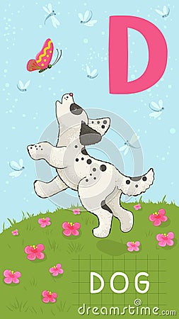 Letter D, animal ABC Vector Illustration