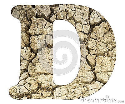 Letter D - Aridity land the ground cracks Stock Photo
