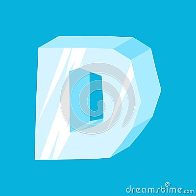 Letter D ice font. Icicles alphabet. freeze lettering. Iceberg A Vector Illustration