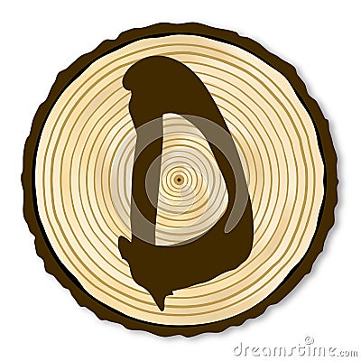 Letter D Log End Vector Illustration