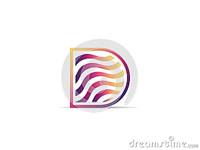 Letter D Logo. abstract wive alphabet sign template Vector Illustration