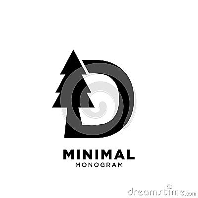 Letter D pine tree initial vector logo design Stock Photo