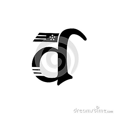 Letter d with star stripes flag symbol logo Vector Illustration