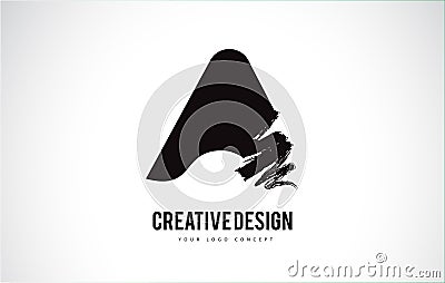 A Letter Logo Design Brush Paint Stroke. Artistic Black Paintbrush Stroke. Vector Illustration