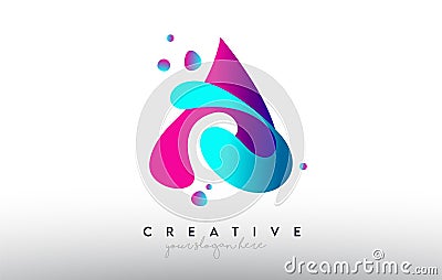 A Letter Design Logo. Rainbow Bubble Gum Letter Colors with Dots and Fluid Colorful Creative Shapes Vector Illustration