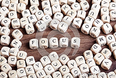 Letter dices word - focus Stock Photo