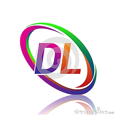 letter DL logotype design for company name colorful swoosh. vector logo for business and company identity Vector Illustration