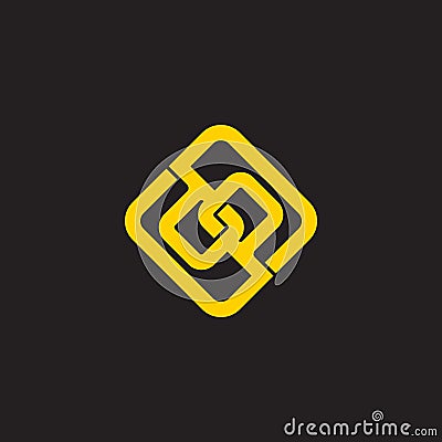 letter dp square linked chain overlapping symbol logo vector Vector Illustration